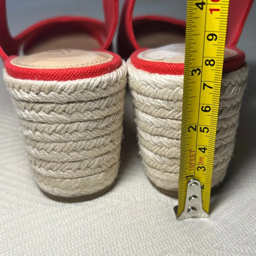 Lauren Ralph Lauren Hadly Red Espadrille Wedge Slingback Sandals Womens 7B